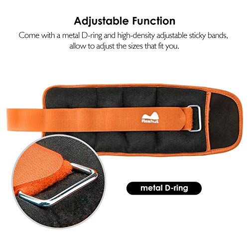 REEHUT Peso para Tobillo, Peso Durable para Muñeca (1 par) con/Correa Ajustable para Ejercicio, Ejercicio, Caminar, Footing, Gimnasia, Aeróbic, Gimnasio - Naranja