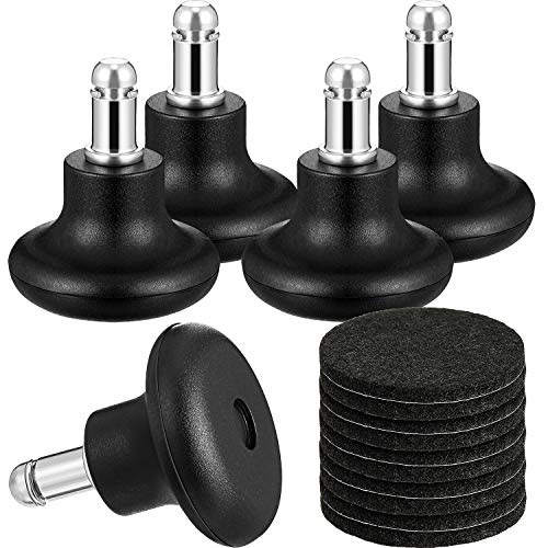 Reemplazo de Deslizamientos en Forma de Campana Tapón de Ruedas de Silla de Oficina Rueda Giratoria de Silla Ruedas a Fijas, 2 Pulgadas Deslizamientos con Almohadillas de Fieltro, 5 Piezas