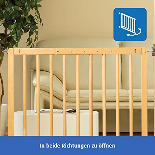 Reer 46211 - Puerta de seguridad para niños con cerrojo, 106 cm, color: madera - natural