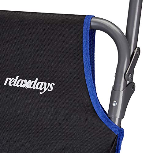 relaxdays Carro Playa, Silla Plegable con Ruedas, Carretilla, Carrito de Carga, hasta 100 kg, Acero y Poliéster, Negro, 61x65x102 cm