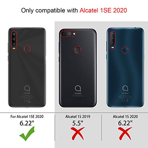 Reshias Funda para Alcatel 1SE 2020 con Dos Cristal Templado Protector de Pantalla,Suave TPU Transparente Gel Silicona Anti-arañazos Protectora Carcasa para Alcatel 1SE 2020 (6,2 Pulgadas)