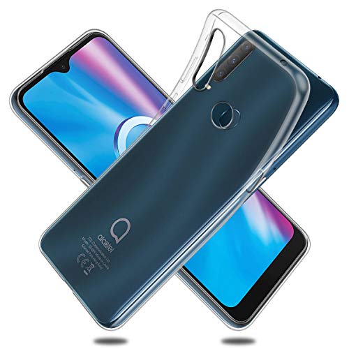 Reshias Funda para Alcatel 1SE 2020 con Dos Cristal Templado Protector de Pantalla,Suave TPU Transparente Gel Silicona Anti-arañazos Protectora Carcasa para Alcatel 1SE 2020 (6,2 Pulgadas)