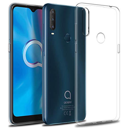 Reshias Funda para Alcatel 1SE 2020 con Dos Cristal Templado Protector de Pantalla,Suave TPU Transparente Gel Silicona Anti-arañazos Protectora Carcasa para Alcatel 1SE 2020 (6,2 Pulgadas)