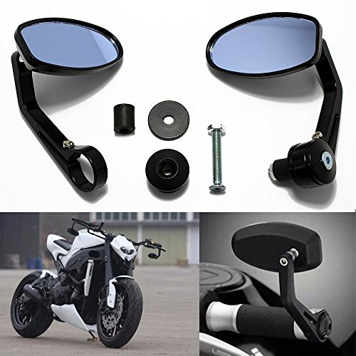 Retrovisor moto Espejos universales para motocicleta, manillar moto ovalados con extremo de barra de manija de 7/8"para Scooter Cruiser Chopper Street Bike