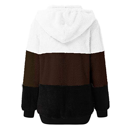 riou Mujeres Sudaderas con Capucha Manga Larga Suéter con Bolsillo Suelto Abrigo con Cremallera Blusa Cordón Tops Otoño Invierno Remata Suave y Confortable Pullover Cálido El nuevo