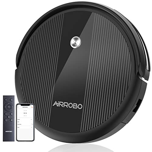 Robot Aspirador, 2600Pa Aspirador Robot, WiFi/Alexa/App, 5 Modos, 140Mins Autonomía, Carga Automática, Delgada y Silenciosa, Ideal para Pelo de Animales, alfombras y Suelos Duros, AIRROBO P10, Negro