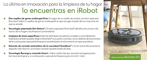 Robot aspirador Wi-Fi iRobot Roomba i7156 - Cepillos goma multisuperficie - Mapea y se adapta al hogar - Reconoce objetos - Sugerencias personalizadas - Compatible asistente voz - Coordinación Imprint