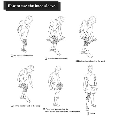 Rodillera de sujeción, manga de compresión para la rodilla antideslizante, almohadillas de rodilla ajustables con correa de presión y protector de rodilla para correr, hacer deporte, M