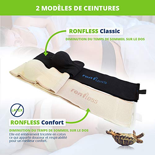 RONFLESS® CLASSIC- Cinturón anti-ronquidos y anti apnea del sueño - Dispositivo médico patentado - Efecto segunda piel - +99% de satisfacción - Satisfacción o devolución de dinero - Negro