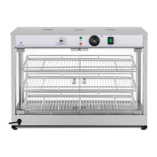 Royal Catering Vitrina Caliente Sobremostrador RCHT-1200B (1.200 Watt, Pantalla LED, 25-85 °C, Fabricado En Acero Inoxidable y Vidrio Templado)