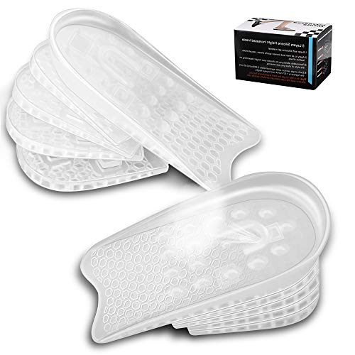 RTDEP Plantillas Gel Silicona Plantillas Para Zapatos 5 Capas Alzas Para Zapatos Hombre Invisible Height Increased Insoles Forma de Panal Taloneras 4cm Plantillas de Gel