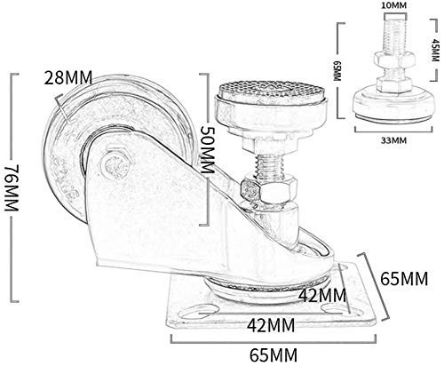 Ruedas giratorias de 2 Pulgadas Rueda de Banco de Trabajo con Soporte Carga de 4 Ruedas 240 KG Se Utiliza para Muebles Equipos médicos y de Laboratorio Instrumentos de Taller Nombre del tamaño: 50 mm