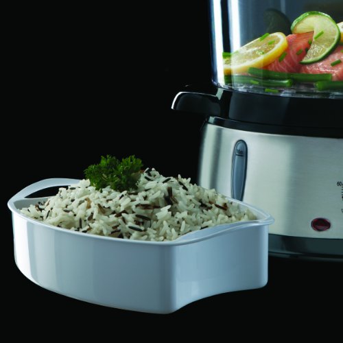 Russell Hobbs Vaporera Cook@Home - 3 Recipientes, Capacidad para 9 L, Arrocera, Sin BPA, Acero Inoxidable, 800 W - 19270-56