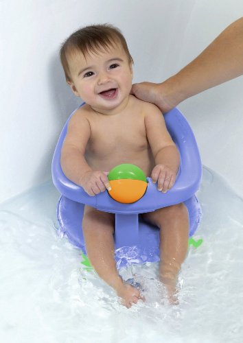 Safety 1st 360 ° asiento de baño giratorio, asiento ergonómico para la bañera con rollball y 4 ventosas, utilizable desde aprox.6 meses hasta un máximo de 10 kg, pastel, azul claro, 32110009