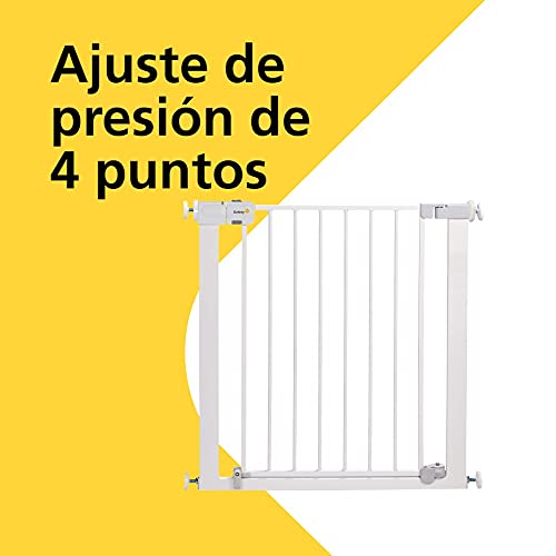 Safety 1st Auto Close - Barrera seguridad bebés, niños y perros, cierre automatico seguro, puerta seguridad 80 cm hasta 136 cm con extensiones, color blanco