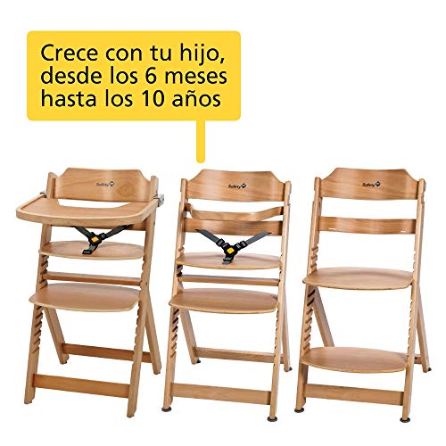 Safety 1st Timba Silla Alta Ajustable, Marrón (Natural Wood), 6 Meses-10 Años (máx 30 kg)