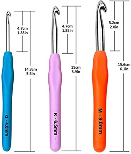 SAIBANGZI Agujas de Ganchillo, 14 Pzs ErgonóMico Suave Antideslizante Mangos De Goma Juego De Agujas De Tejer Con Estuche, Ideal Para Cualquier Tipo De PatróN E Hilado - 2Mm~10Mm, Regalo Para Mujer