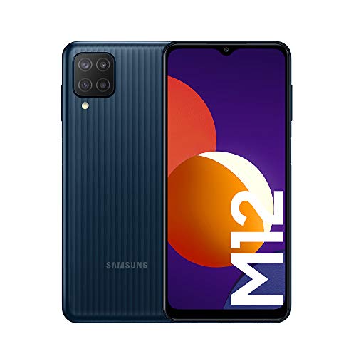 Samsung Smartphone Galaxy M12 con Pantalla Infinity-V TFT LCD de 6,5 Pulgadas, 4 GB de RAM y 64 GB de Memoria Interna Ampliable, Batería de 5000 mAh y Carga rápida Negro (ES Versión)