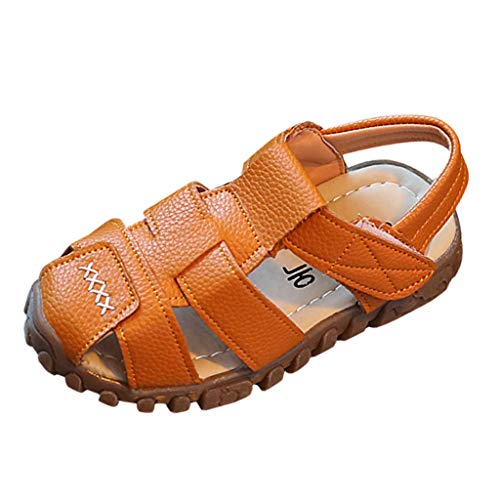 Sandalias niña niño Verano Riou con Punta Cerrada Zapatos en Cuero Zapatillas Velcro Zapatillas de Deporte Al Aire Libre Antideslizante Bebe Chicos Chicas Zapatos Calzado 21-25