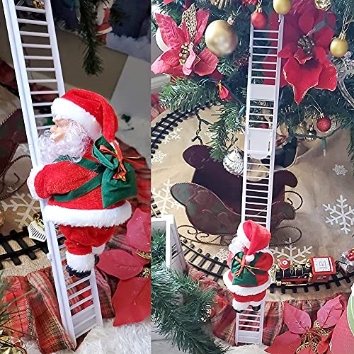 Santa Claus Escalera de Escalada eléctrica, Juguete eléctrico de la Que Sube de Papá Noel,Campanas Musicales eléctricas Escalera de Escalada Juguete de Papá Noel, Juguete de Adorno de estatuilla