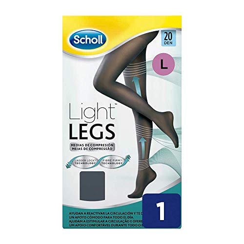 Scholl Medias de Compresión Ligera Mujer Light Legs 20DEN, Color Negro, L