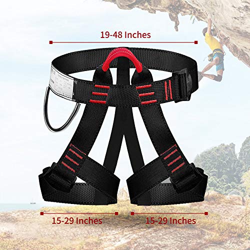 Selighting Arnés de Escalada Proteger Pierna Cintura Más Seguro,Cinturones de Seguridad para Mujer y Hombre para Montañismo Alpinismo Expedición Escalada en Roca (Negro)