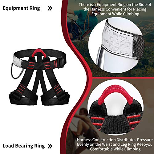 Selighting Arnés de Escalada Proteger Pierna Cintura Más Seguro,Cinturones de Seguridad para Mujer y Hombre para Montañismo Alpinismo Expedición Escalada en Roca (Negro)