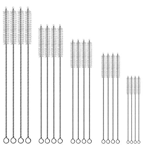 Senhai 20 Piezas Pajita Cepillos más limpios, Acero Inoxidable Reutilizable De múltiples Fines Tubo Tubo Pincel Conjunto para Tamaño múltiple Pajitas