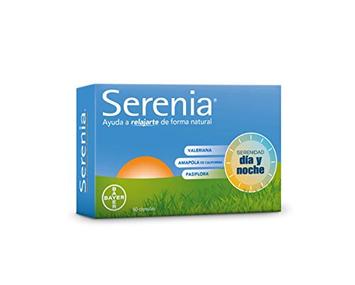 Serenia Complemento Alimenticio con Valeriana, Pasiflora y Amapola de California, una Ayuda para Relajarte de Forma Natural, Día y Noche, 60 Cápsulas