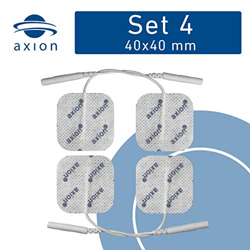 Set de 4 electrodos cuadrados de axion | Parches adhesivos de 4 x 4 cm para su electroestimulador TENS y EMS | Almohadillas para tens y ems autoadhesivas