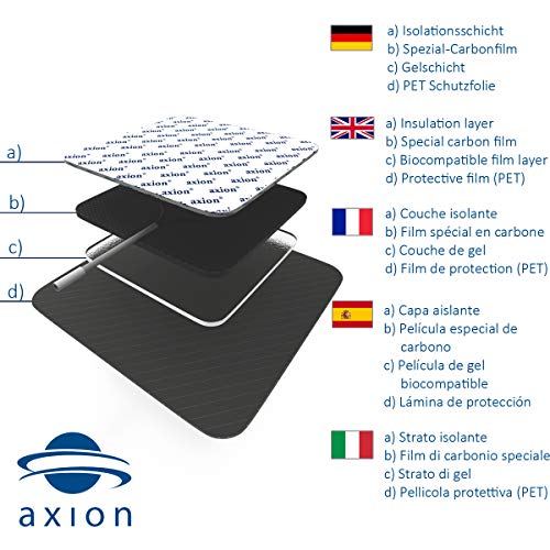 Set de 4 electrodos cuadrados de axion | Parches adhesivos de 4 x 4 cm para su electroestimulador TENS y EMS | Almohadillas para tens y ems autoadhesivas