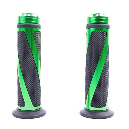 SFONIA 2pcs Manijas para Moto Puños de Manillar Agarraderas Moto 22MM 7/8" Caucho Antideslizante Universal para Moto Scooter Quad Cruiser Off Road (Verde)