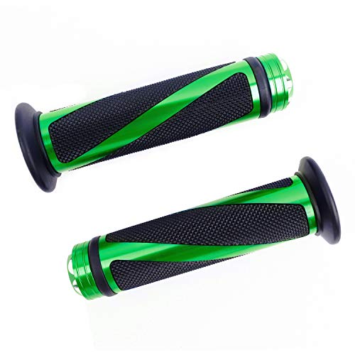 SFONIA 2pcs Manijas para Moto Puños de Manillar Agarraderas Moto 22MM 7/8" Caucho Antideslizante Universal para Moto Scooter Quad Cruiser Off Road (Verde)