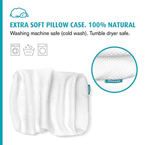 SHHHEEP DREAMS Almohada Cervical con Espuma viscoelástica hipoalergénica y antimicrobiana de Altura Ajustable. Funda Extra Suave de Tencel 100% Natural. Diseño ergonómico