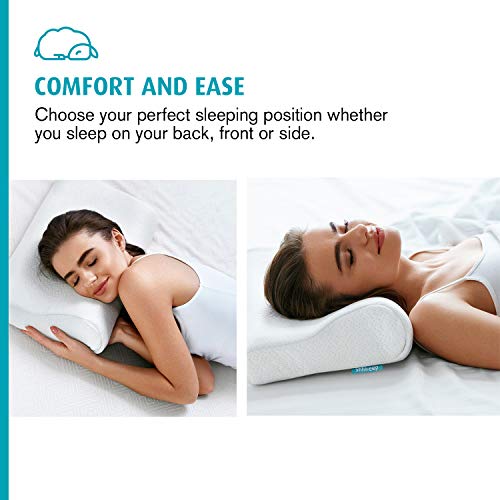 SHHHEEP DREAMS Almohada Cervical con Espuma viscoelástica hipoalergénica y antimicrobiana de Altura Ajustable. Funda Extra Suave de Tencel 100% Natural. Diseño ergonómico