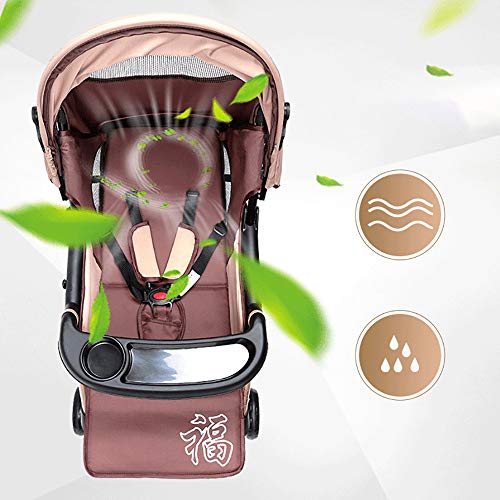 SHJMANST Seguridad Portátil Silla de Paseo, Calesa Plegable Cinturón de Seguridad de Cinco Puntos, Carrito de Bebé Plegable Anti Choque Vista Alta Carro Infantil Silla, Brown