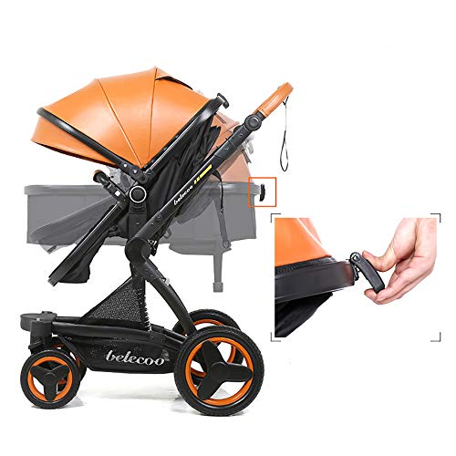 SHJMANST Seguridad Silla de Paseo Compacta, Ajustable en Altura, Respaldo Rreclinable, Plegado Fácil, Cochecito de 0 Meses a 25 kg Silla, Orange