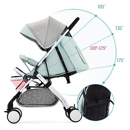 SHJMANST Seguridad Silla de Paseo, Resistente a Los Golpes Cochecito Calesa Plegable, Portátil Paisaje Alto Carrito de Bebe Puede Sentarse Mentir Silla, Gray