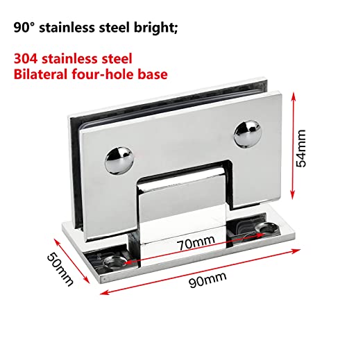 SHOUCAN Gabinete De Vitrina Abrazadera De Gabinete De Alta Resistencia 304 De Acero Inoxidable Accesorios De Ducha De 180 Grados Bisagra De Clip De Puerta De Vidrio De 90 Grados,304 90° mirror