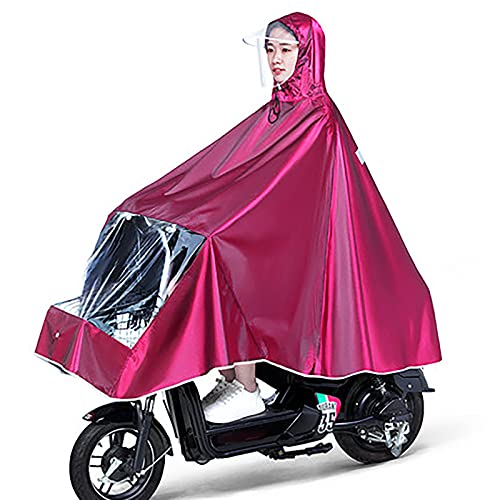 SHUAIGE Montar Moto Capa Motor Scooter General Silla De Ruedas Partes Chaqueta Ligera con Capucha Ligera Reutilizable Impermeable Poncho Scooter Capa De Capa Accesorios(Size:3XL,Color:Rojo)