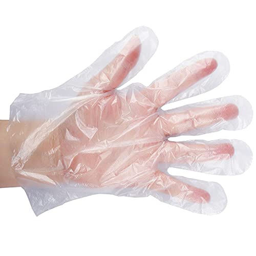 si 1000 PCS Guantes Desechables de Plástico Transparente de Polietileno, Guantes de PE Transparentes para Cocinar Limpieza Pintura Coloración del Cabello