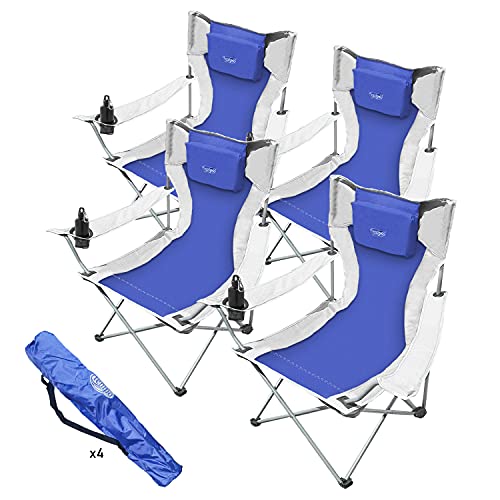 Silla de camping plegable, silla portátil ultraligera con porta bebidas, bolsa de transporte, silla de playa, piscina, picnic, pesca, jardín, senderismo (4)