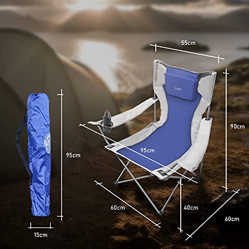 Silla de camping plegable, silla portátil ultraligera con porta bebidas, bolsa de transporte, silla de playa, piscina, picnic, pesca, jardín, senderismo (4)