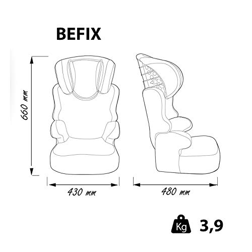 Silla de coche elevador BEFIX grupo 2/3 (15-36kg) - 4 estrellas ADAC - - Linea Nania gris