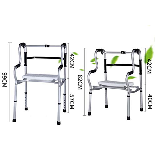 Silla de Ducha para baño con Asiento Acolchado, Andador de Aluminio Ligero Plegable para Adultos Mayores bariátricos, Marco Zimmer para Caminar, Soporte Antideslizante, Altura Ajustable