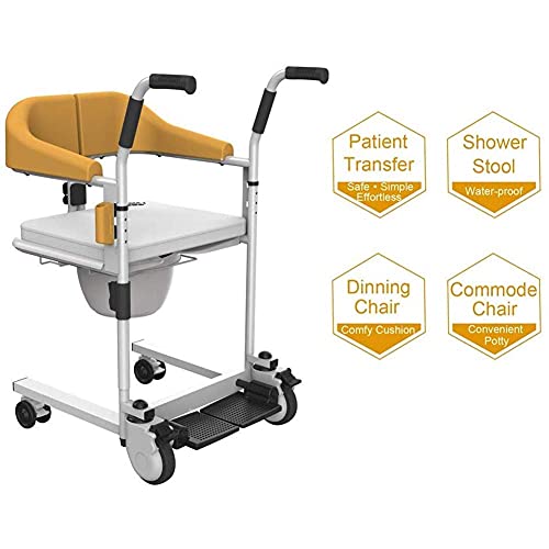 Silla de Ruedas Ligera Ayuda para el traslado de Pacientes Enfermería Portátil y Plegable con reposapiés Regulable en Altura con Asiento