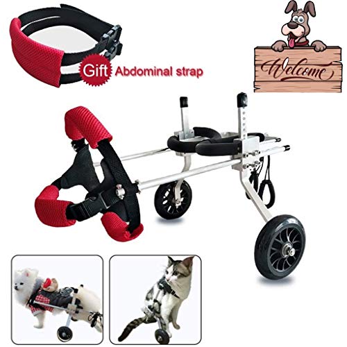 Silla de ruedas para perros ajustable Silla de ruedas para perros Arnés de movilidad para perros, Silla de ruedas con soporte trasero, Carrito de acero inoxidable ajustable Mascota / Gato Rehabilitaci