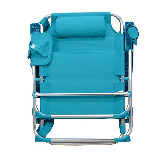 Silla Playera, 5 Posiciones, Silla Plegable para Playa, Jadín, Camping, Azul (1 Unidad, Azul Claro)