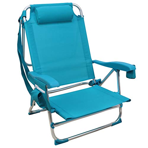 Silla Playera, 5 Posiciones, Silla Plegable para Playa, Jadín, Camping, Azul (1 Unidad, Azul Claro)