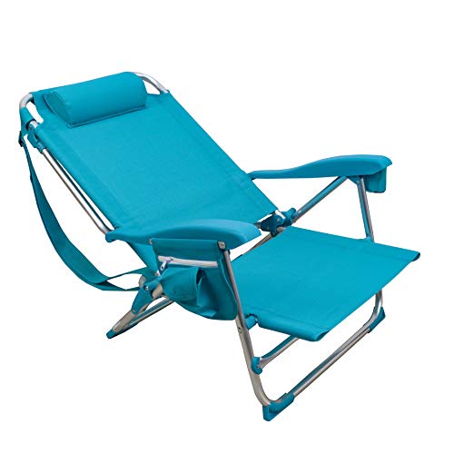 Silla Playera, 5 Posiciones, Silla Plegable para Playa, Jadín, Camping, Azul (1 Unidad, Azul Claro)